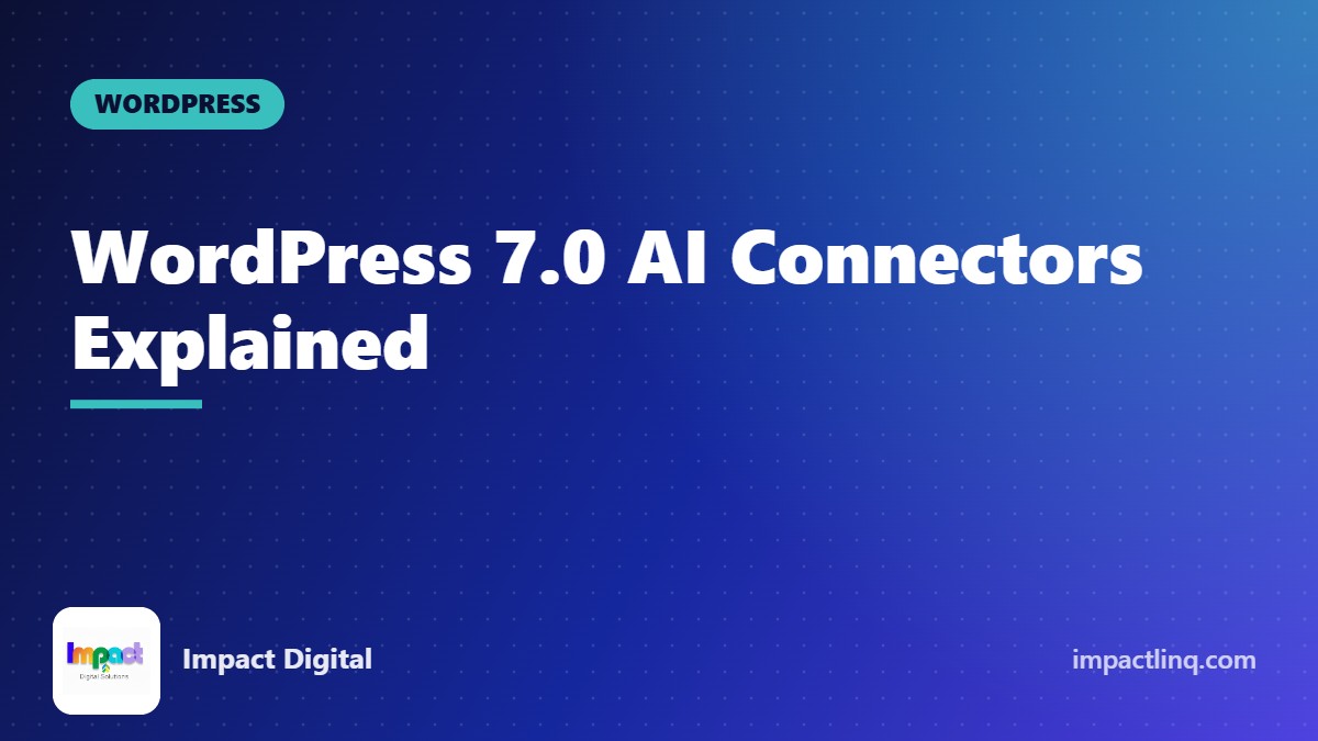 WordPress dashboard concept showing AI connectors and API key settings